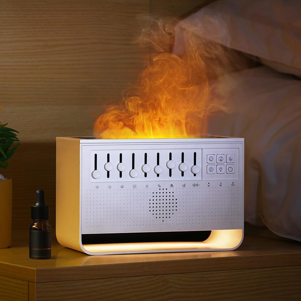Dyfuzor zapachowy i nawilżacz z głośnikiem Bluetooth, lampka nocna, biała maszyna do hałasu, ultradźwiękowa chłodna mgiełka, automatyczne wyłączanie, timer 12 godzin do domu, biura,