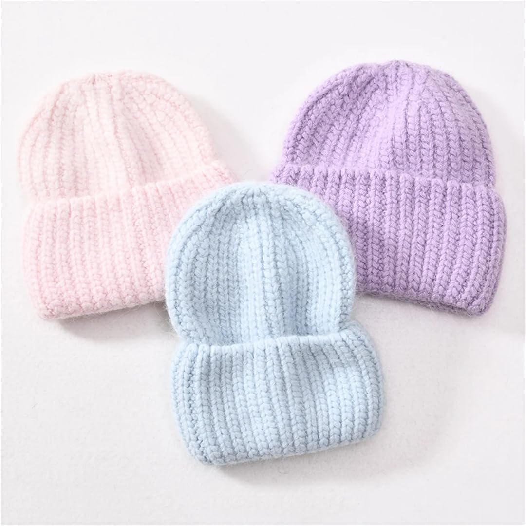 Wvapzxx Femmes Hiver Chapeaux Extensible Décontracté Femmes Bonnet Couleur Unie Chapeaux Pour Filles Baggy Longs Chapeaux Côtelé Cachemire Tricoté Sans Bride Bonnet