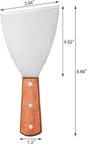 Miniatura 2 de New Star Foodservice 38309 Rascadores de parrilla de borde inclinado con mango de madera, 4 x 8.5 pulgadas