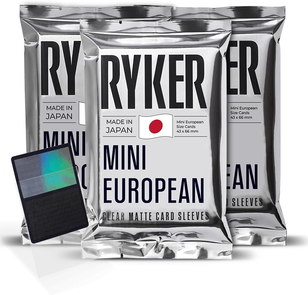 Ryker Mini European Board Game Sleeves Card Protectors (3 Pack, Clear, 44x68 mm, 300 Sleeves)