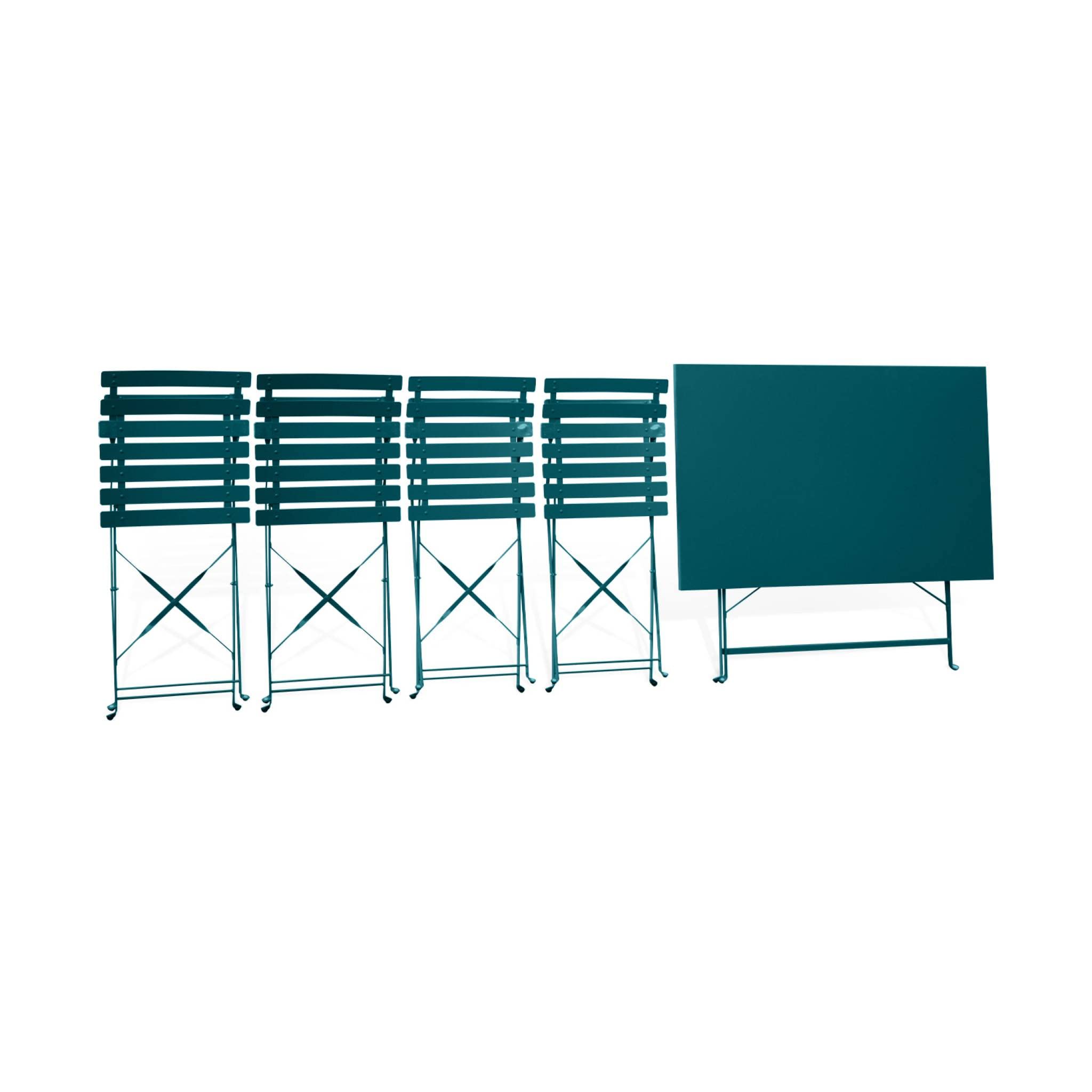 Alice's Garden Set Tavolo da Giardino Pieghevole in Acciaio con 4 sedie, 110cm Blu - 110x70x71 cm
