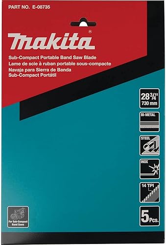Miniatura 2 de Makita E-08735 28-34" 14 TPI Hoja de sierra de cinta portátil subcompacta bimetálica, 5paquete