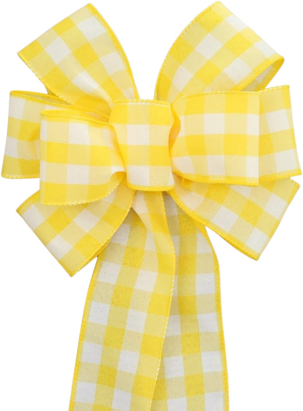 Yellow Buffalo Plaid Wreath Bow - Spring Wreath Bow by Package Perfect Bows Made in USA