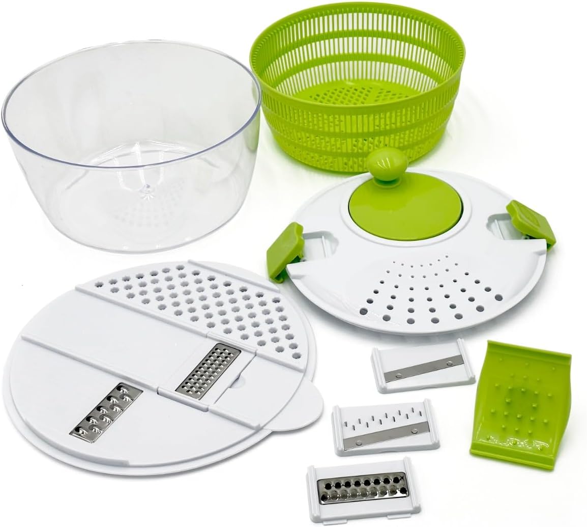 Lumme Salad Spinner Vegetable Chopper Multifunctional includes a shredding board with multiple blades, easy to use, Spin dry, and chop your favorite Salad greens, fruits, and Vegetables…
