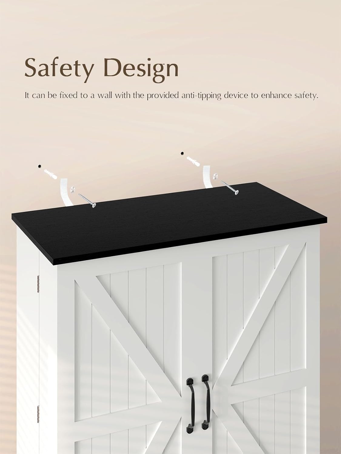 72" Tall Storage Cabinet, White Farmhouse Pantry Cabinet, 31.5" Wide Freestanding Storage Cabinet with 4 Adjustable Shelves, Hidden Drawer & Rustic Wood Finish for Kitchen, Dining Room, or Entryway