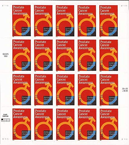 Timbre USA 1999 cancer de la prostate planche de 20 #3315 USPS