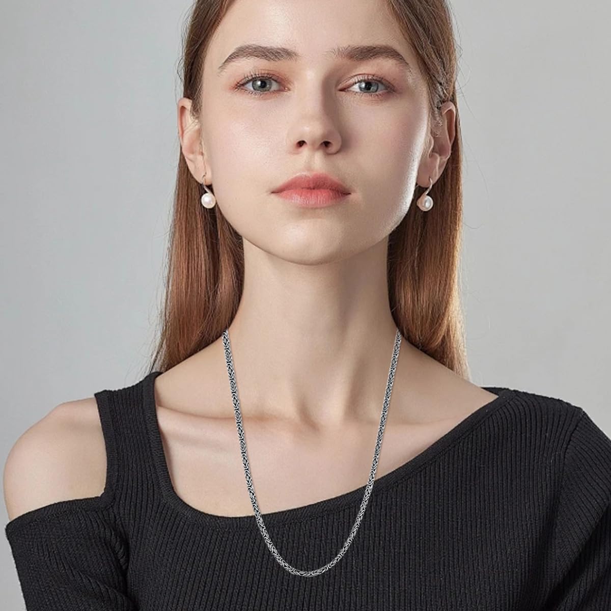 Byzantine Chain Sterling Silver Byzantine Necklace for Men 2.5mm Chain for Men Women - Image 5