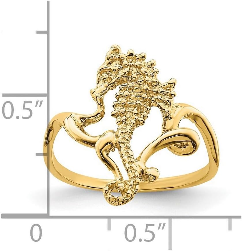 JewelryWeb 14k Gold Seahorse Ring High Polish and Textured And 2-d [size 7] Ring for Women - Image 2