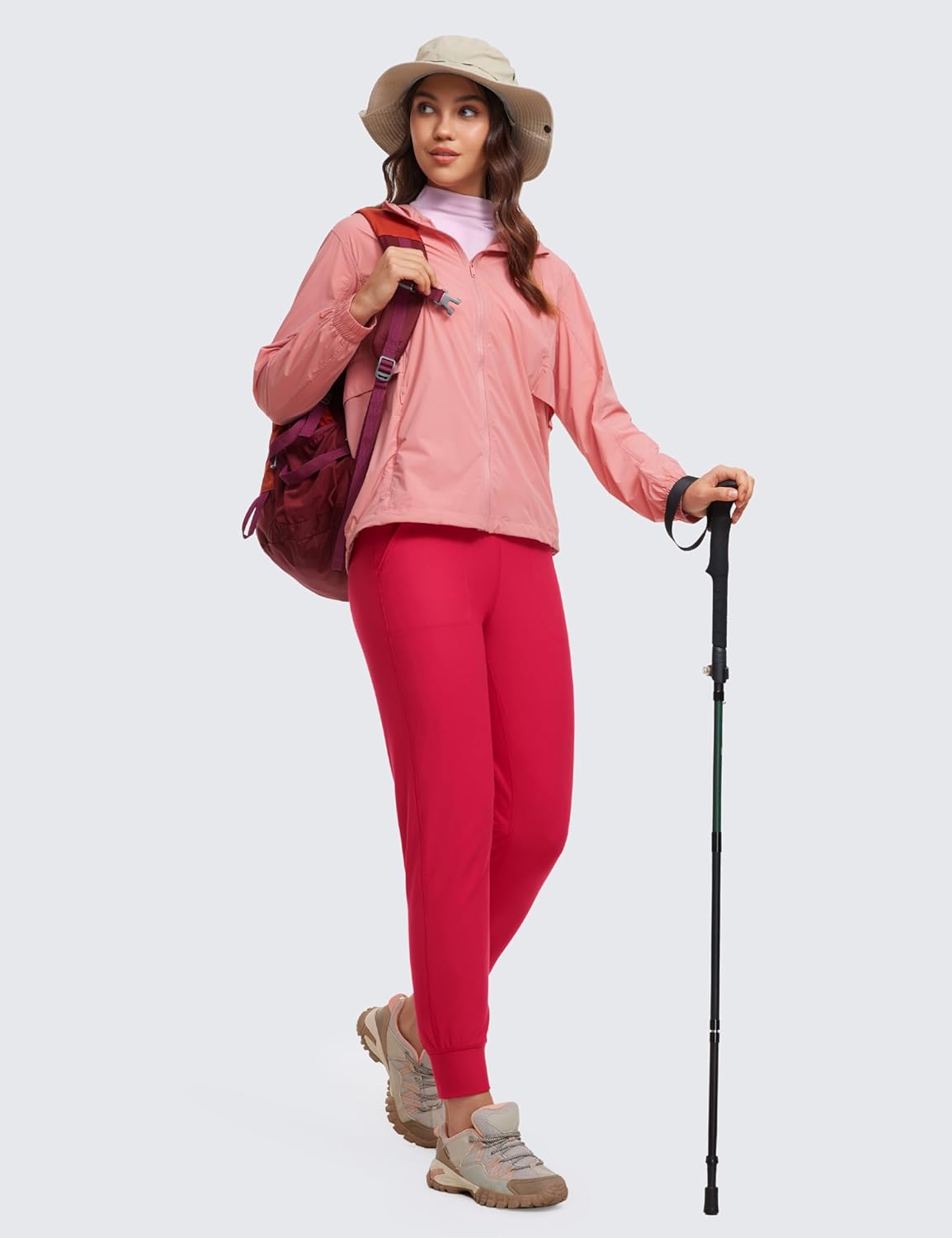 CRZ YOGA Womens Fleece Lined Workout Joggers with Pockets 27.5" - Hiking Running Outdoor Pants Water Resistant Winter Warm - Image 3