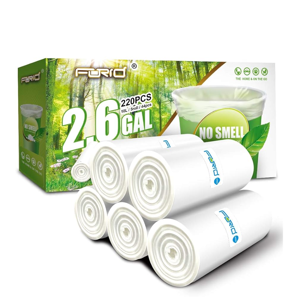 Small Clear Trash Bags - FORID 2.6 Gallon Garbage Bags Wastebasket Bin Liners 220 Count Plastic Trash Bags for Bathroom Bedroom Office Garbage Can (220 count)