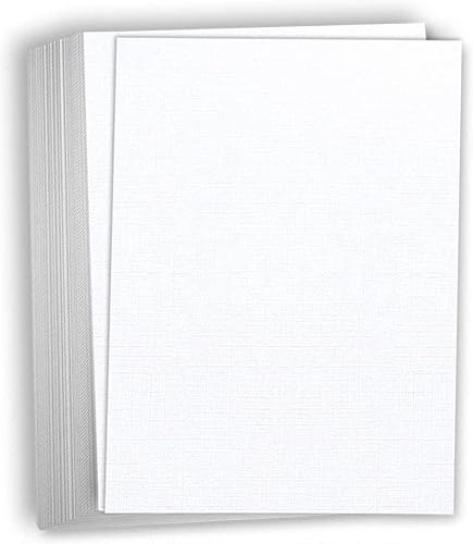 Hamilco Papel de cartulina texturizado de lino blanco - 8 12 x 11 pulgadas en blanco grueso y pesado de 80 libras para impresora paquete de 50