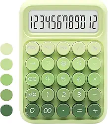 Calculadora Mecânica, Tela LCD Grande de 12 Dígitos, Botões Grandes e Fáceis de Pressionar, Calculadora Colorida, Modo de Sono Automático, com Bateria. Para Escritório, Escola, Casa (Gradiente Green)