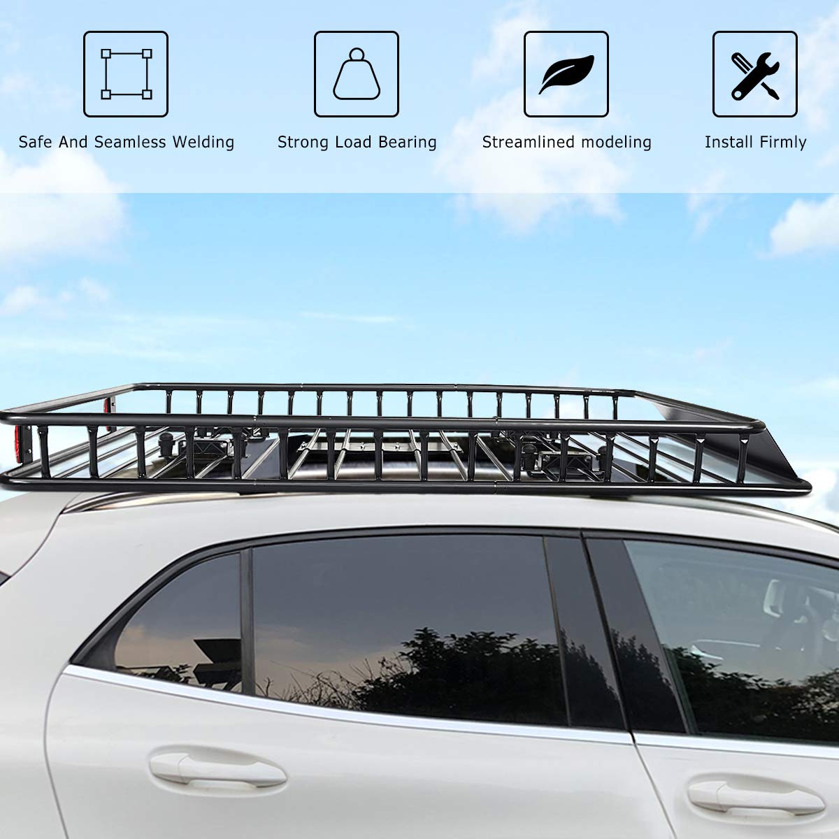 Buy Goplus 64" x 39”x 6” Roof Rack Cargo Basket with Extension, Universal Rooftop Cargo Carrier