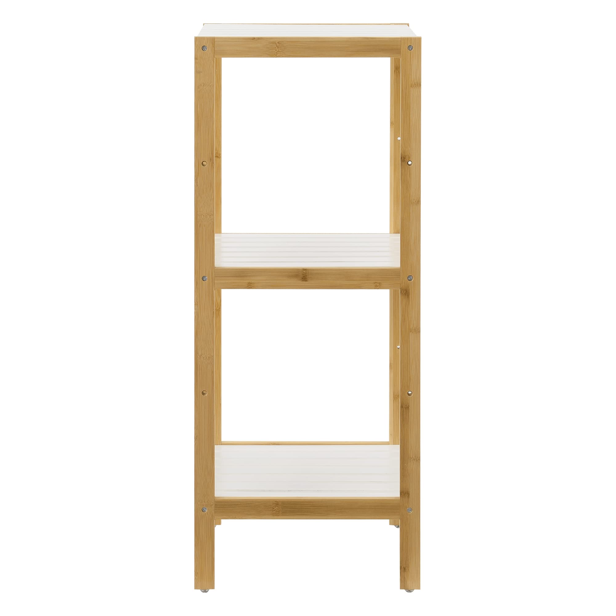 [en.casa] Estantería de bambú con 3 Niveles Balsfjord 33 x 34 x 80 cm Natural/Blanco Estante al Baño Estilo Moderna Boho