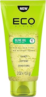 Eco Style Olive Oil Hair Gel 2 oz – Travel Size Maximum Hold Styling Gel for Smooth, Shiny, and Moisturized Hair, Perfect for On-the-Go Grooming and Frizz Control