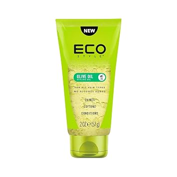 Eco Style Olive Oil Hair Gel 2 oz Travel Size Maximum Hold Styling Gel for Smooth, Shiny, and Moisturized Hair, Perfect for On-the-Go Grooming and Frizz Control