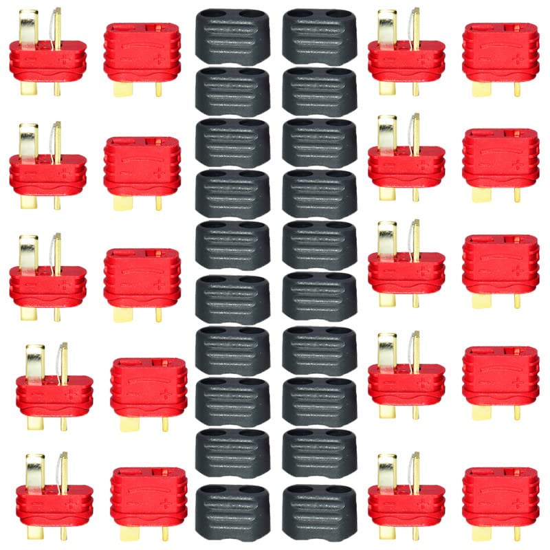 LINSYRC 10 Pairs Anti-slip Amass T-Plug Male and Female Connector Adapter for RC Battery (T-Plug) — image 1