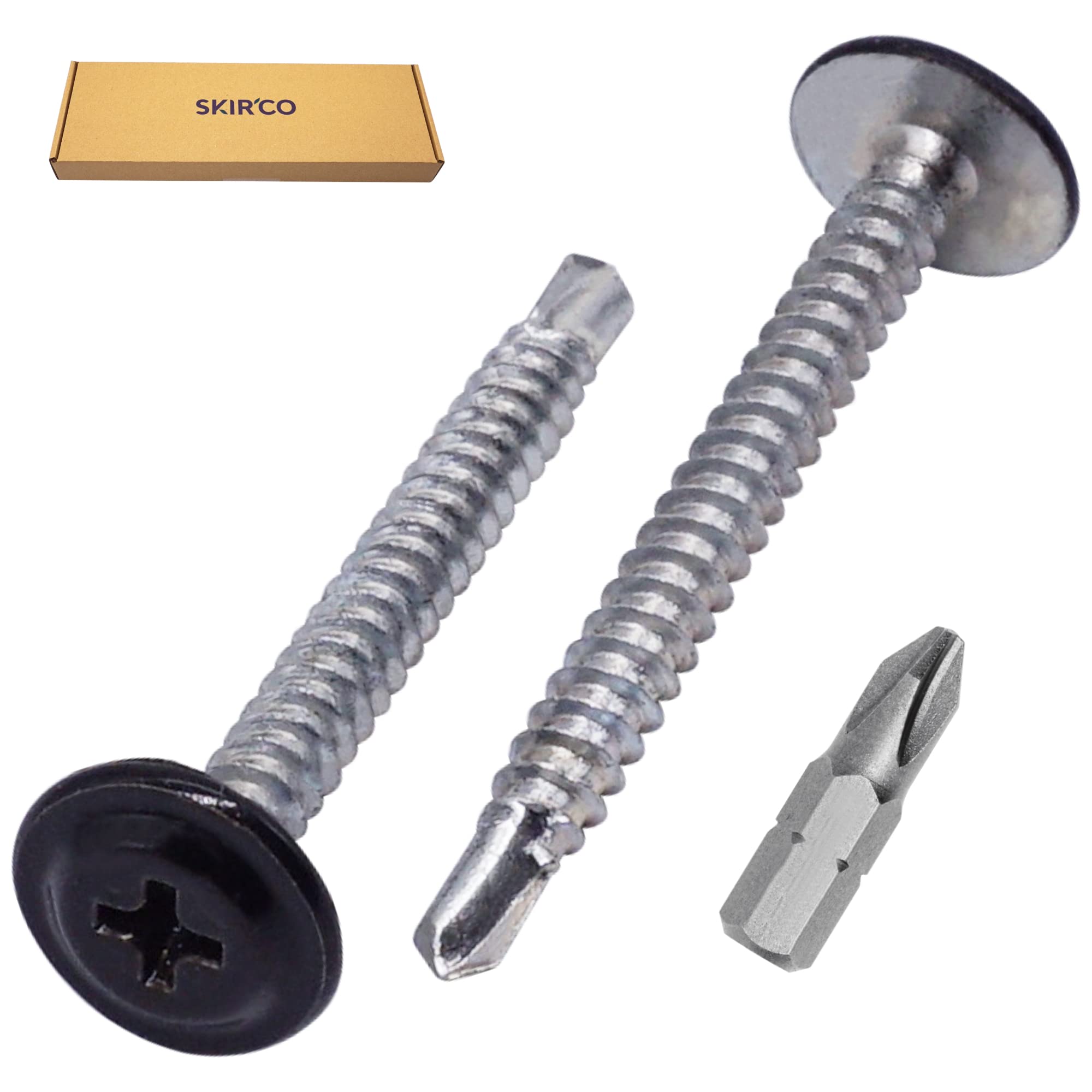 SKIR'CO (300 pcs) Painted Self-Drilling Screws 4.2 x 40 mm, Sheet Metal Screw, PH Modified Truss Head (Black RAL 9005) - Image 2