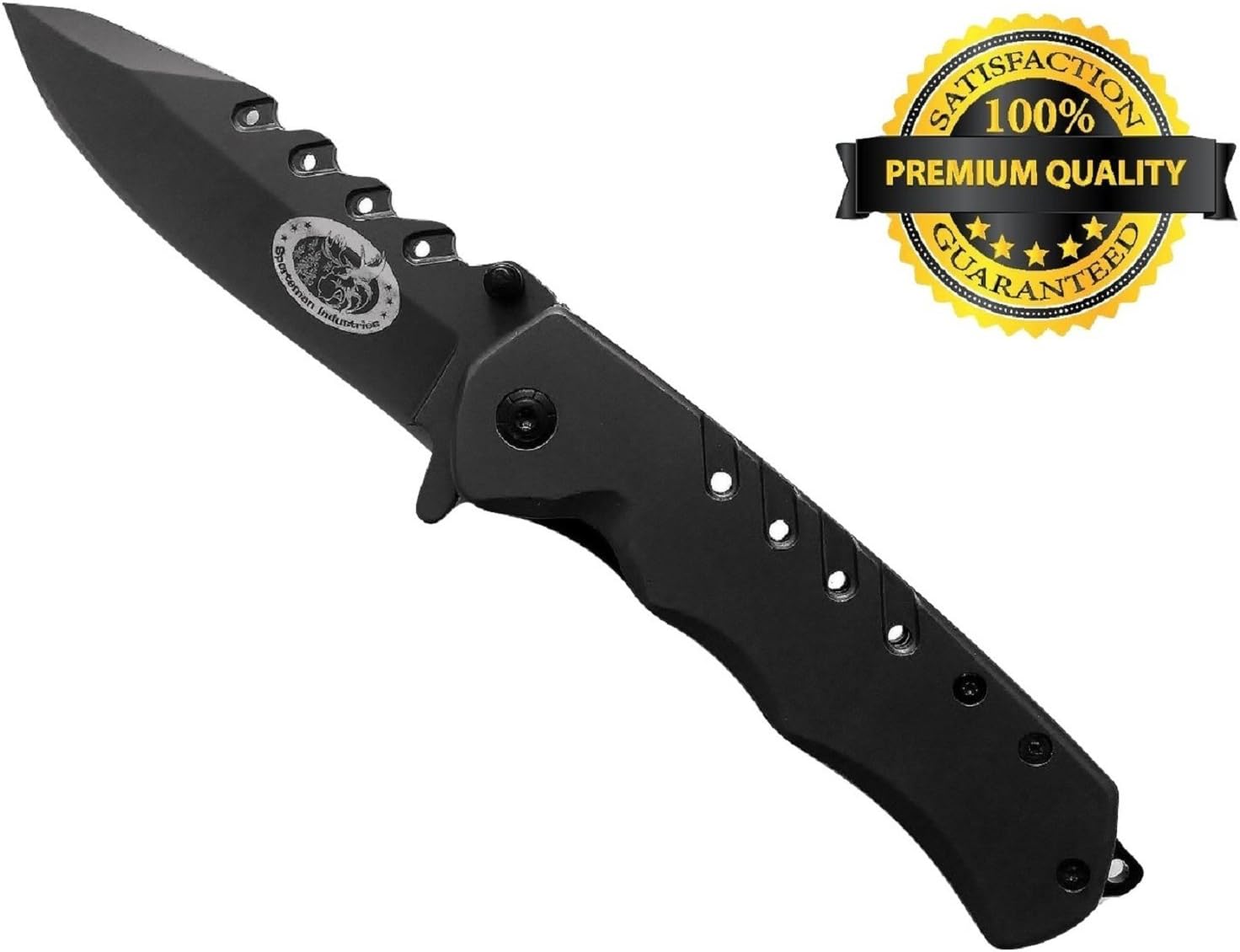 Sportsman Folding Knife with 5 yr Guarantee! Premium Titanium Spring Assisted Opening Pocket Knife is Best for Camping - Survival Gear - Fishing or Hunting. A High Quality Tool for any Outdoorsman.