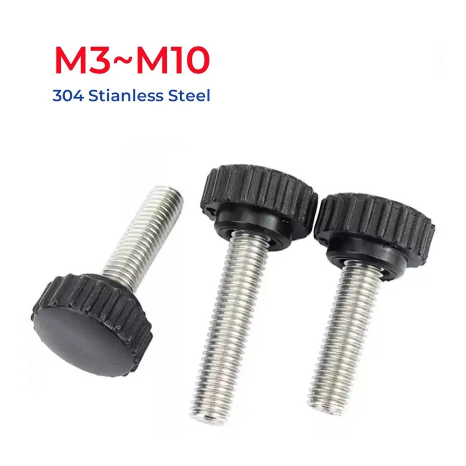 Tornillo Moleteado M3 M4 M5 M6 M8 M10 304 Acero inoxidable moleteado Nylon plástico cabeza redonda mango pulgar tornillo baquelita perno tornillos de mano Para uso industrial(60mm,M8(Head 22mm)-5pcs)