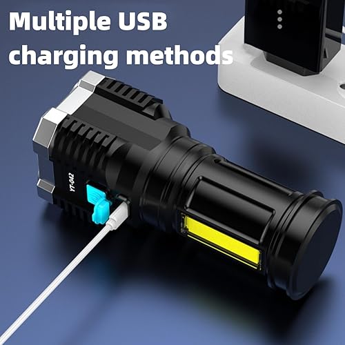 Miniatura 4 de 4 LED de mano para exteriores de 1000 lúmenes, funciona con batería de 1200 mAH, Tactic-al - Potente linterna recargable de largo alcance de hasta