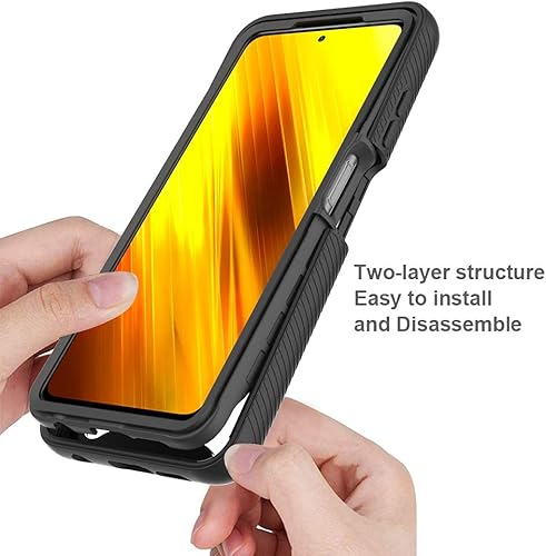Miniatura 3 de Asuwish Funda de teléfono para Xiaomi Poco X3 ProPocoX3 NFCPoco X3 con protector de pantalla de vidrio templado híbrido resistente resistente