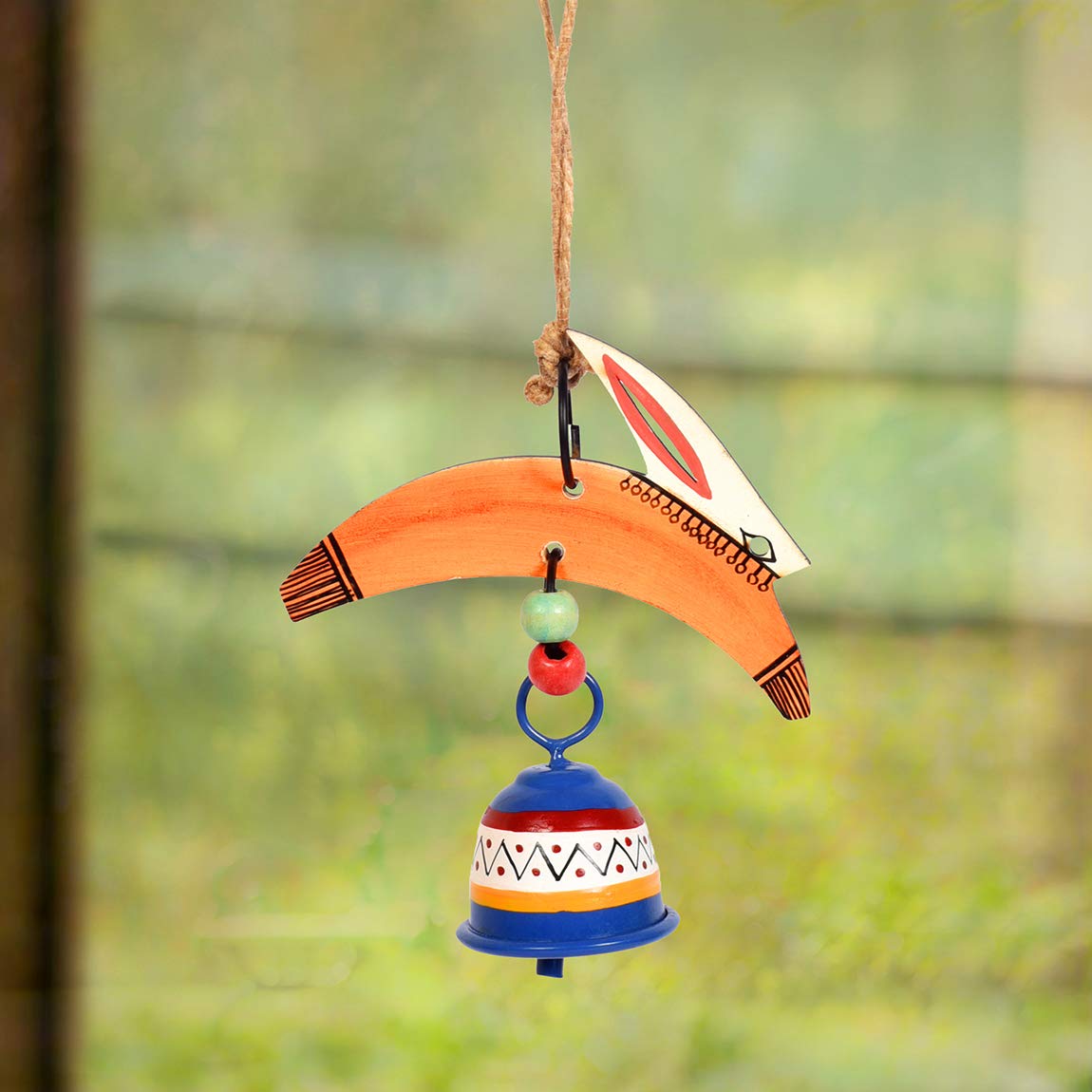 Aakriti Art Creations Handpainted Rabbit Wind Chimes with Metal Bell for Outdoor Hanging and Home Decoration-image-32