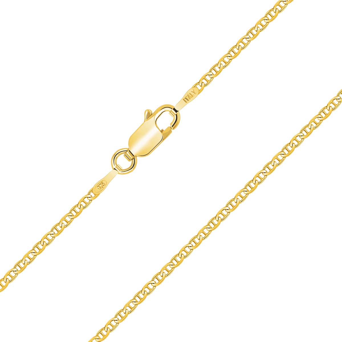 PLANETYS - Chaîne Enfant Bébé Maille Marine Argent 925/1000 Plaqué Or Jaune 18 Carats Largeur 1.8 mm 32-34-36-38-40 cm