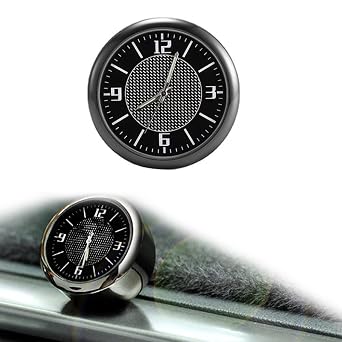 Mini Quartz Watch High Precision Luminous Automotive Watch In-Car Watch Compact Dashboard Watch Quartz Automotive Replacement Watch Air Vent Stick-On Clip-On Car Clock Easy-to-Read In-Car