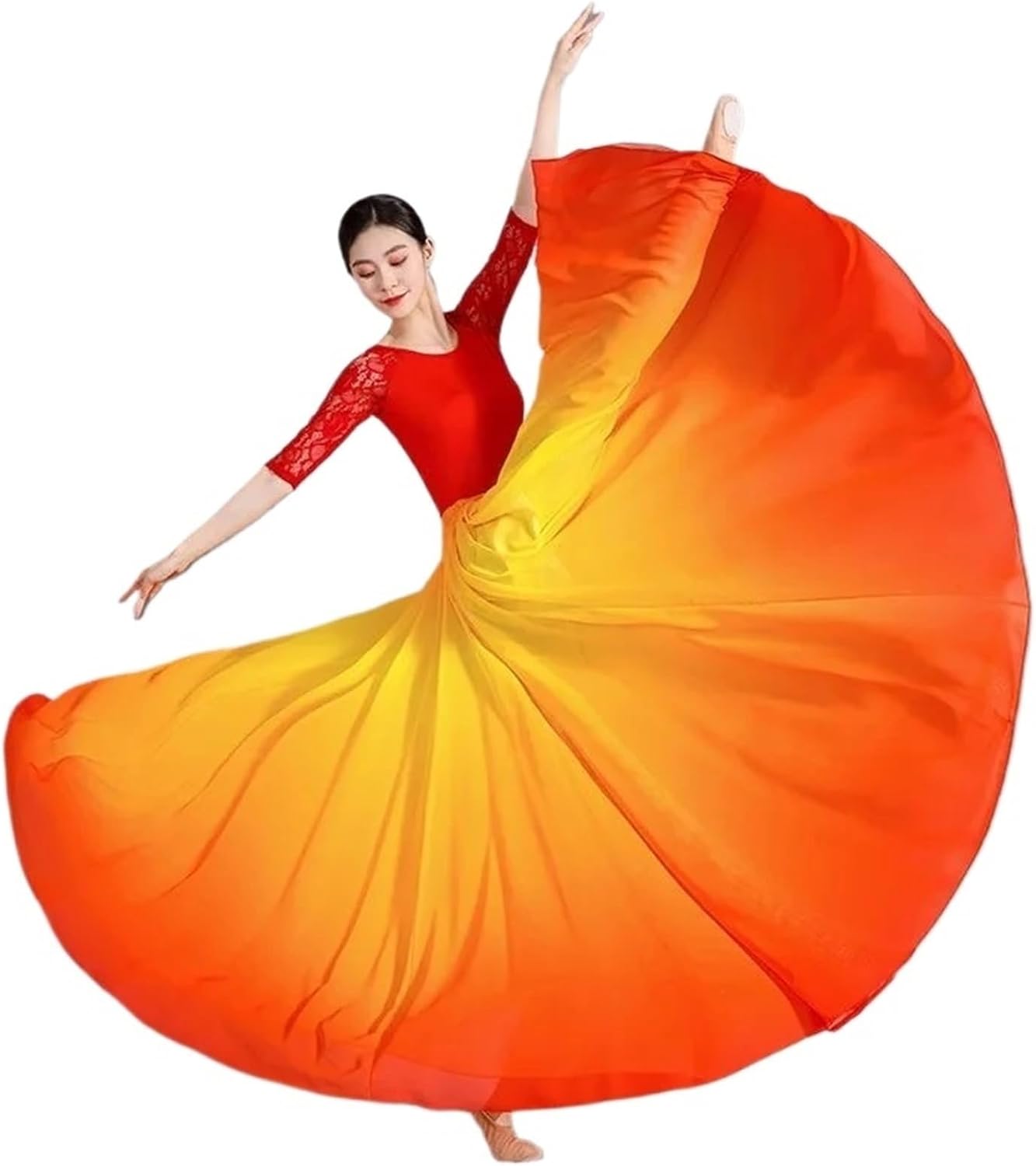 Belly Dance Skirt Women Dance Stage Performance Dancing Skirts 720 Degree Multicolour Gradient Dance Performer Skirts(Color-G,85cm)