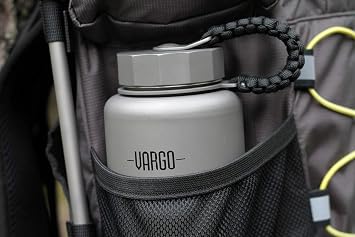 Vargo Titanium para-Bottle | Ultralight Titanium Water Bottle with 7 Feet of Replaceable 550 Paracord | 1 Liter (34 oz.) | Model T-452