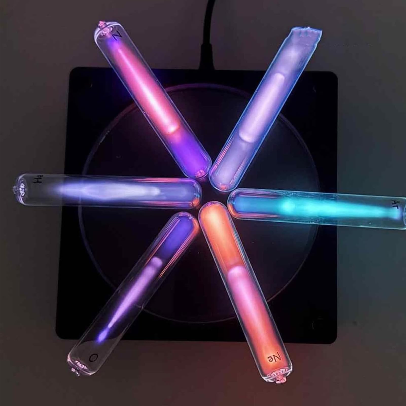 Lámpara con 5 Tubos De Plasma, Dispositivo Luminoso De Vidrio con Tubos De Plasma, Luz De Neón con Gases Raros, para Decoración De Fiestas, Señal De Advertencia para Actividades Al Aire Libre