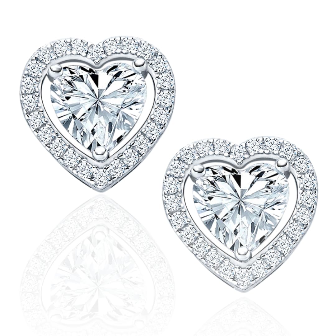 LOVENEST Herz Ohrstecker Silber 925 – Damen Ohrringe Zirkonia