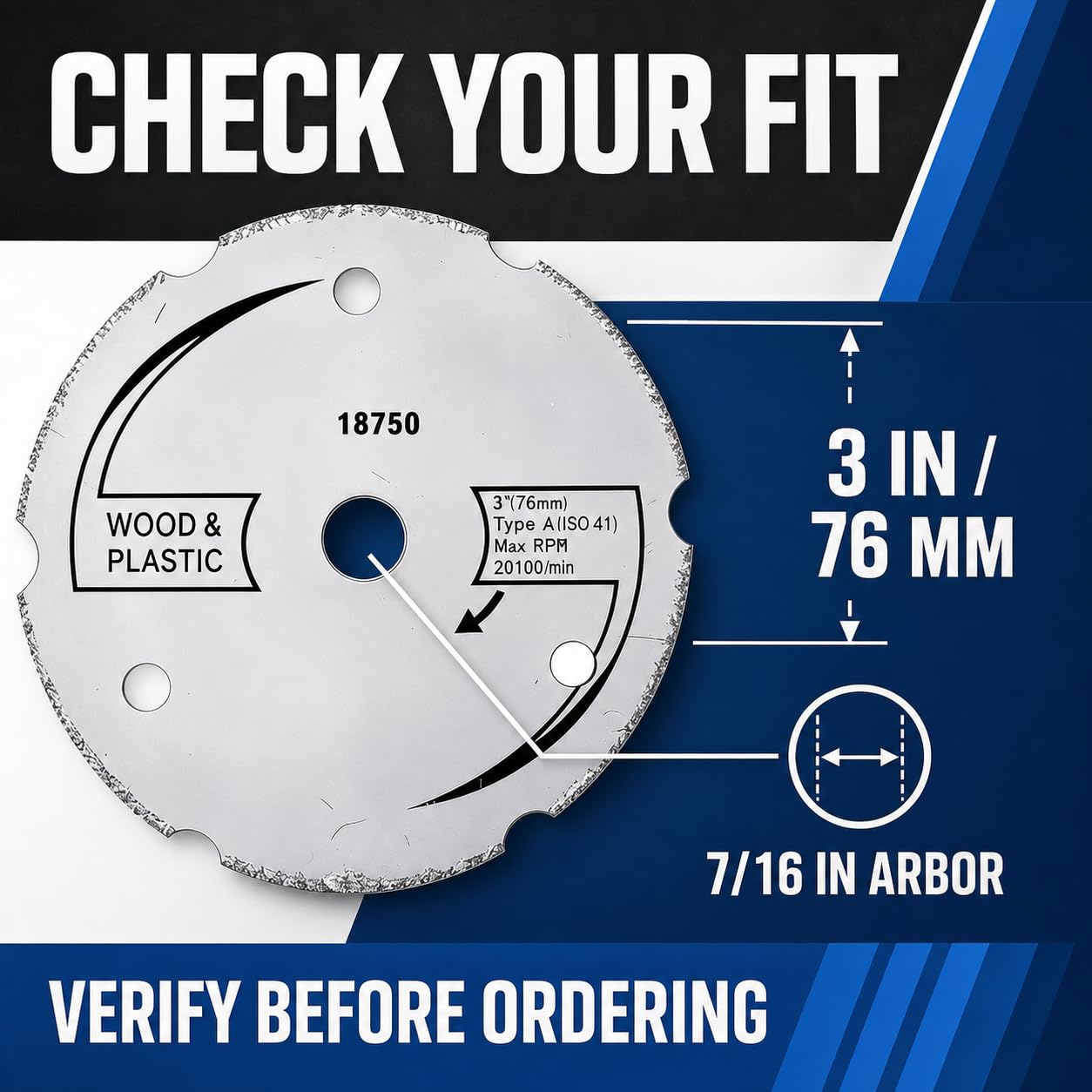 for SM500 Saw Max 3 inch Wood/Plastic Blade Segment Carbide Circular Saw