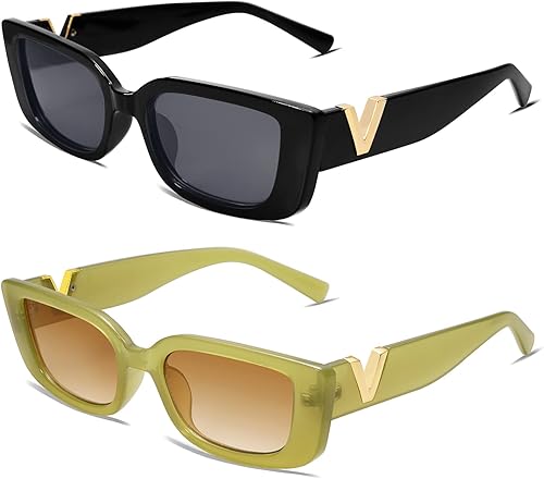 Miniatura 33 de Allarallvr Lentes de sol rectangulares para mujer, estilo retro de los años 90, Y2K, clásicos, vintage, cuadrados, AR82037