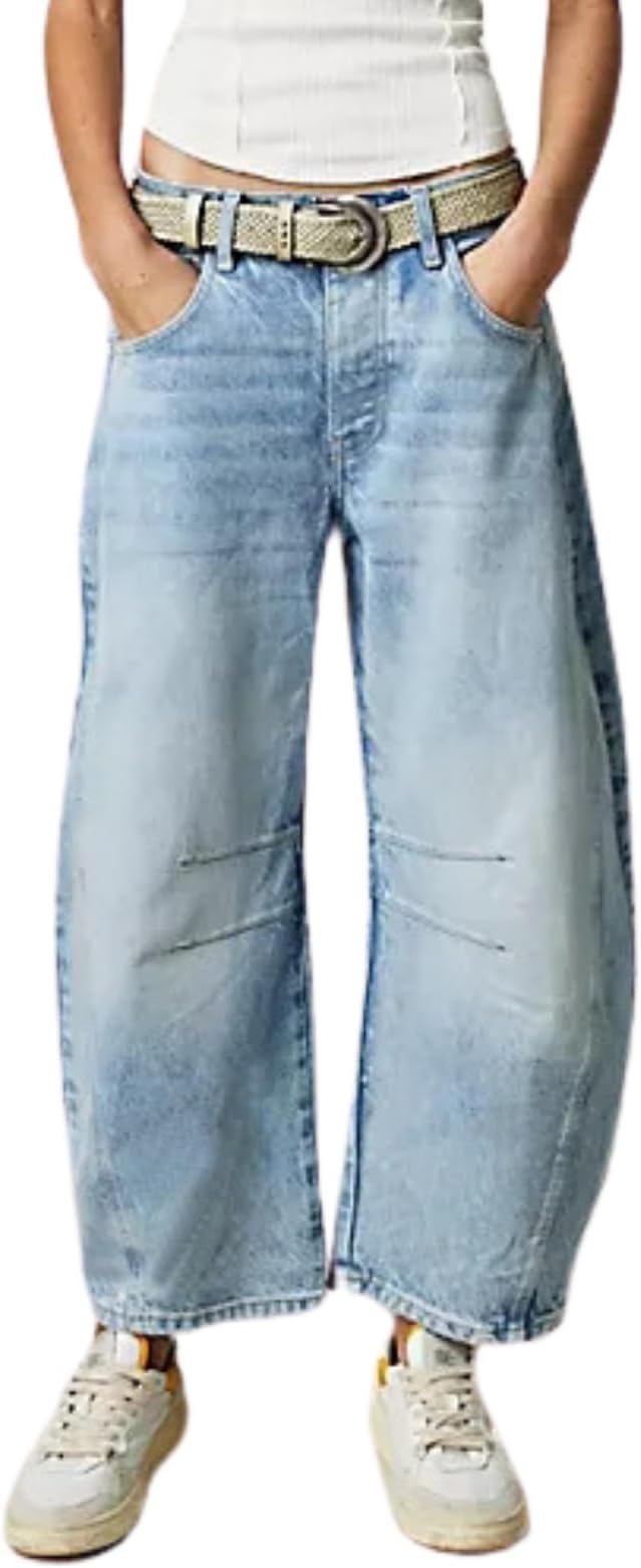 - Barrel Jeans Women Baggy Boyfriend Jeans for Women y2k Cargo Wide Leg High Waist Midrise Button Fly 2024 Fall