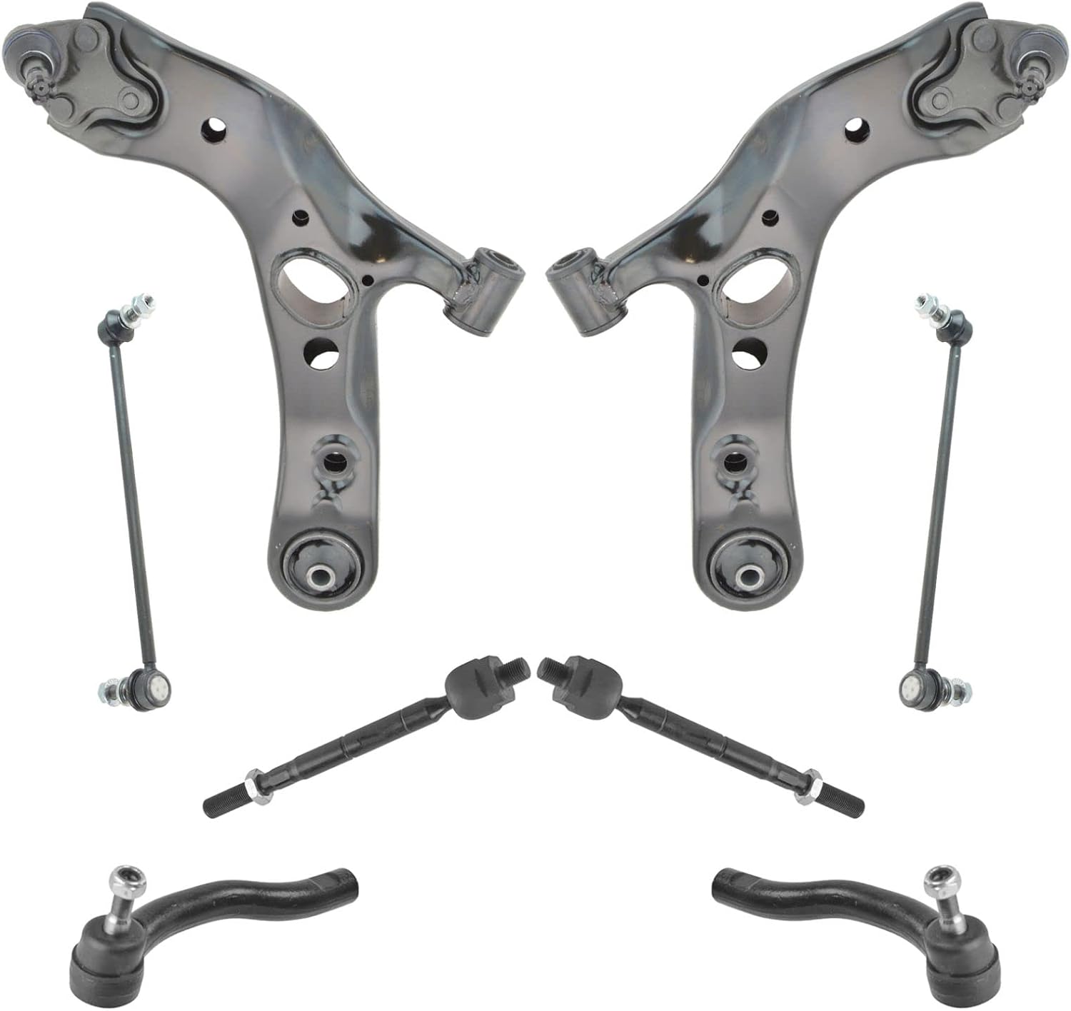 8 Piece Kit Tie Rod Control Arm Ball Joint Sway Bar Link LH