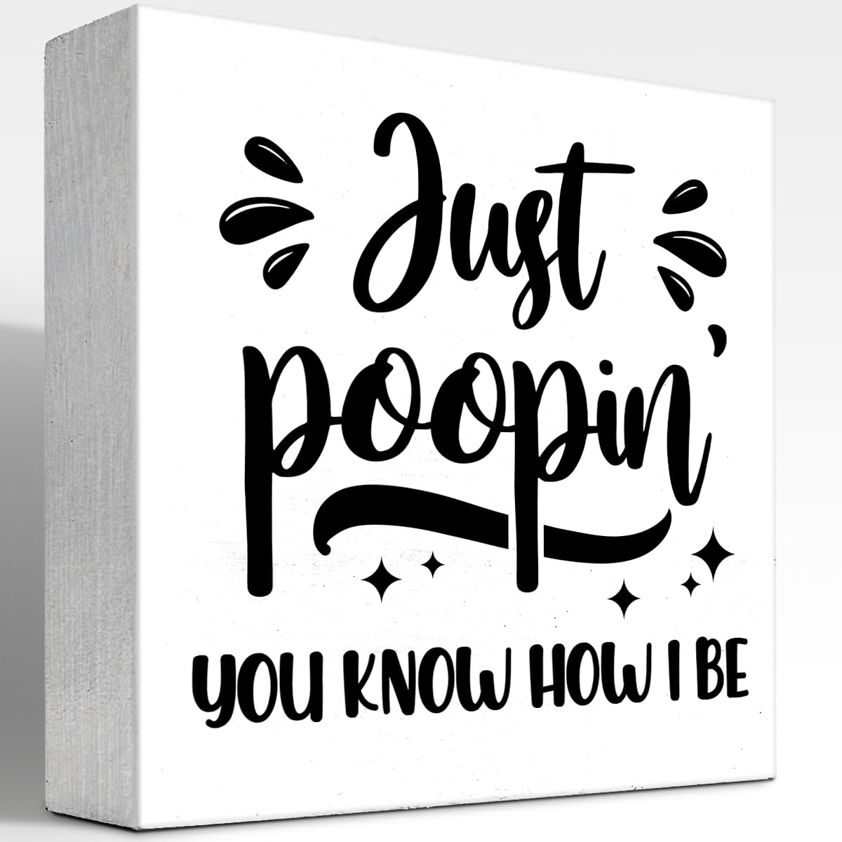 Z-CRANGE Funny Bathroom Wood Box Sign Decor, Just You Know How I Be Wood BlockSign Desk Decorations, Humors Wooden Plaque Sign Restroom Shelf Storage Rack Desk Decor