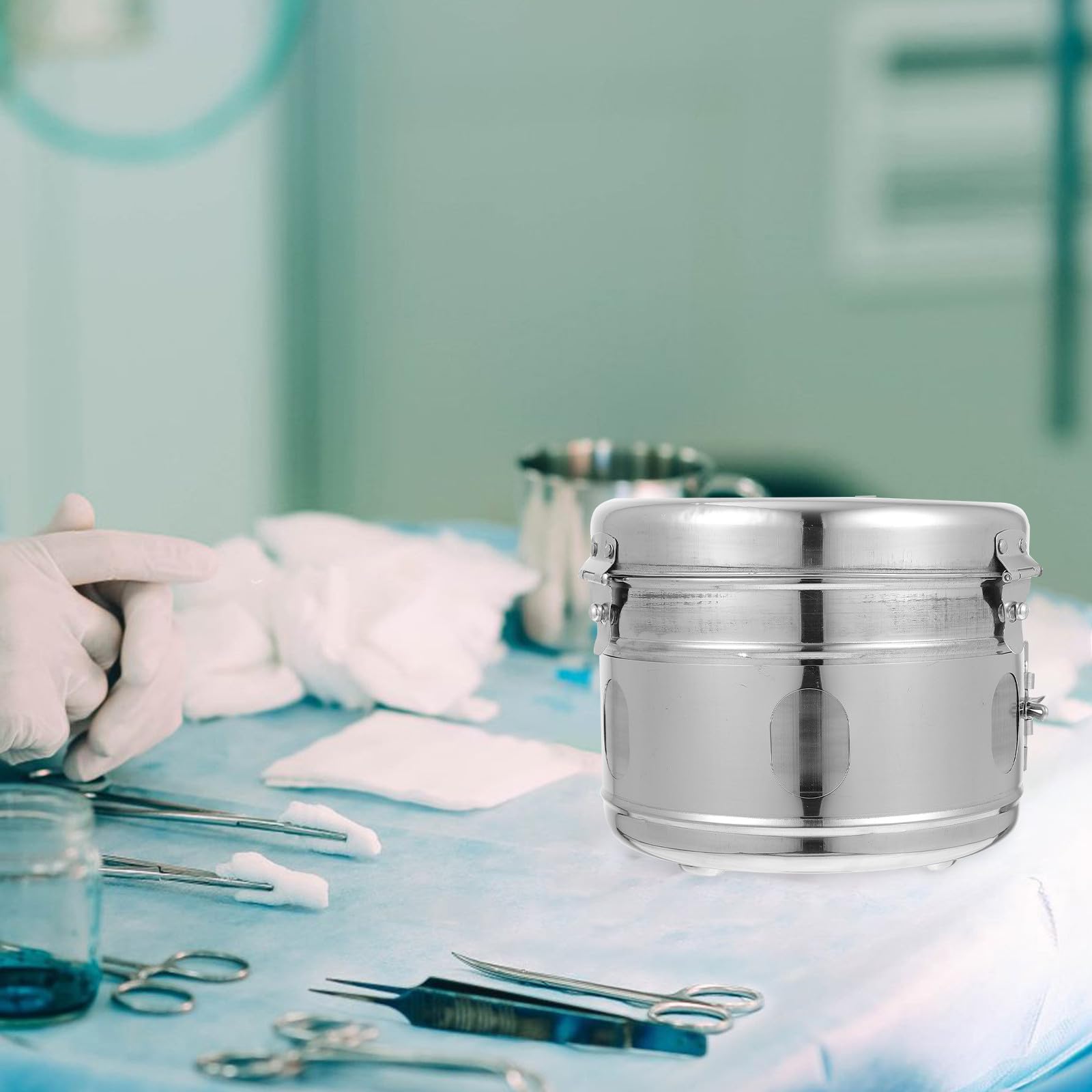 Veemoon Contenitore in Acciaio Inox 304 Antiruggine Coperchio, Cisterna Multiuso per Batuffoli di Cotone e Unguenti, Barattolo per Clinica Compatto e Facile da Pulire, per Uso Medico