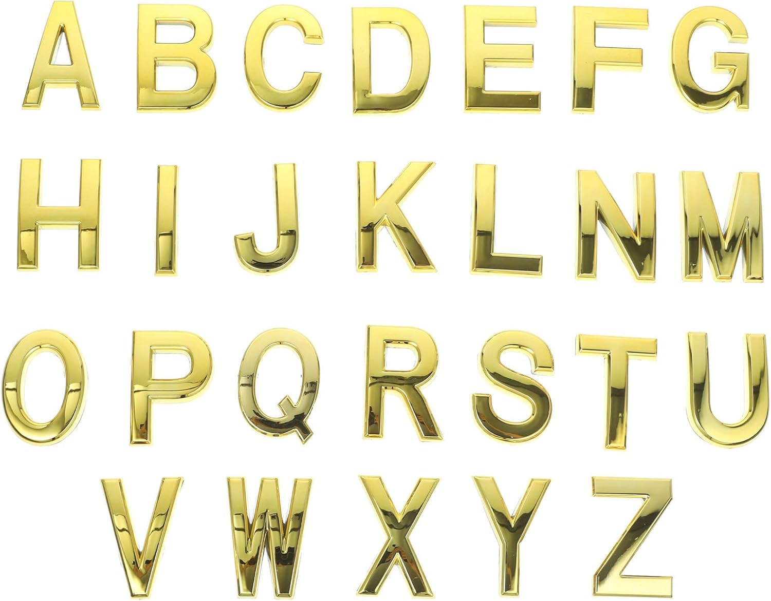 Happyyami 26pcs Self-adhesive Alphabet Letter Signs for Mailbox and House Door, 50x35x6mm Gold Electroplated Letters Set for Outdoor Address Display