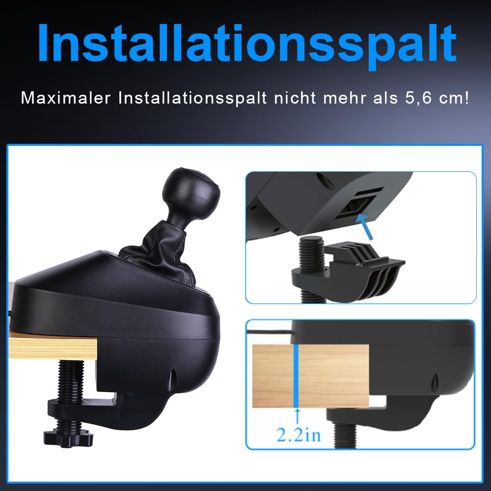 DOYO USB Driving Force Schalthebel, 6 Gänge mit H-Schema, H Schalthebel für Driving Force Rennlenkrädern G29 G27 G25 G920 T300RS/GT Lenkrad - Schwarz