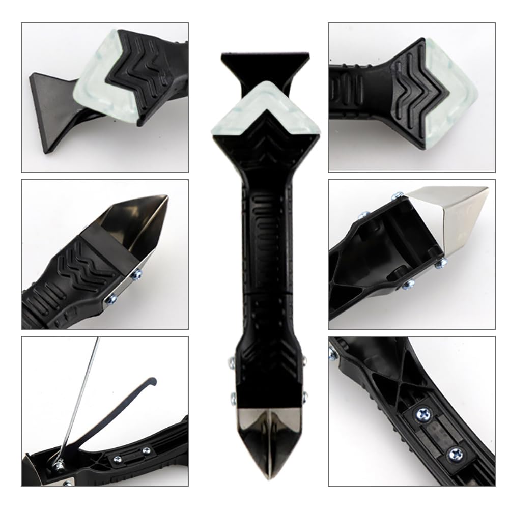 Raschietto Silicone Professionale 5 in 1 Strumenti per Calafataggio Spatola Rimuovi Silicone Utensili di Finitura Sigillante Bianco