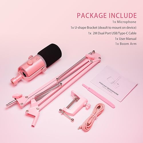 Miniatura 9 de FEELWORLD PM1 XLR - Micrófono dinámico USB con brazo de brazo, regalos para grabación de podcasts, computadora, juegos, transmisión en vivo, voz en