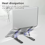 Laptop Stand for Desk, Adjustable Laptop Riser ABS+Silicone Foldable Portable Laptop Holder, Ventilated Cooling Pad Notebook Stand for 10-15.6” Laptops,Tablet-Black