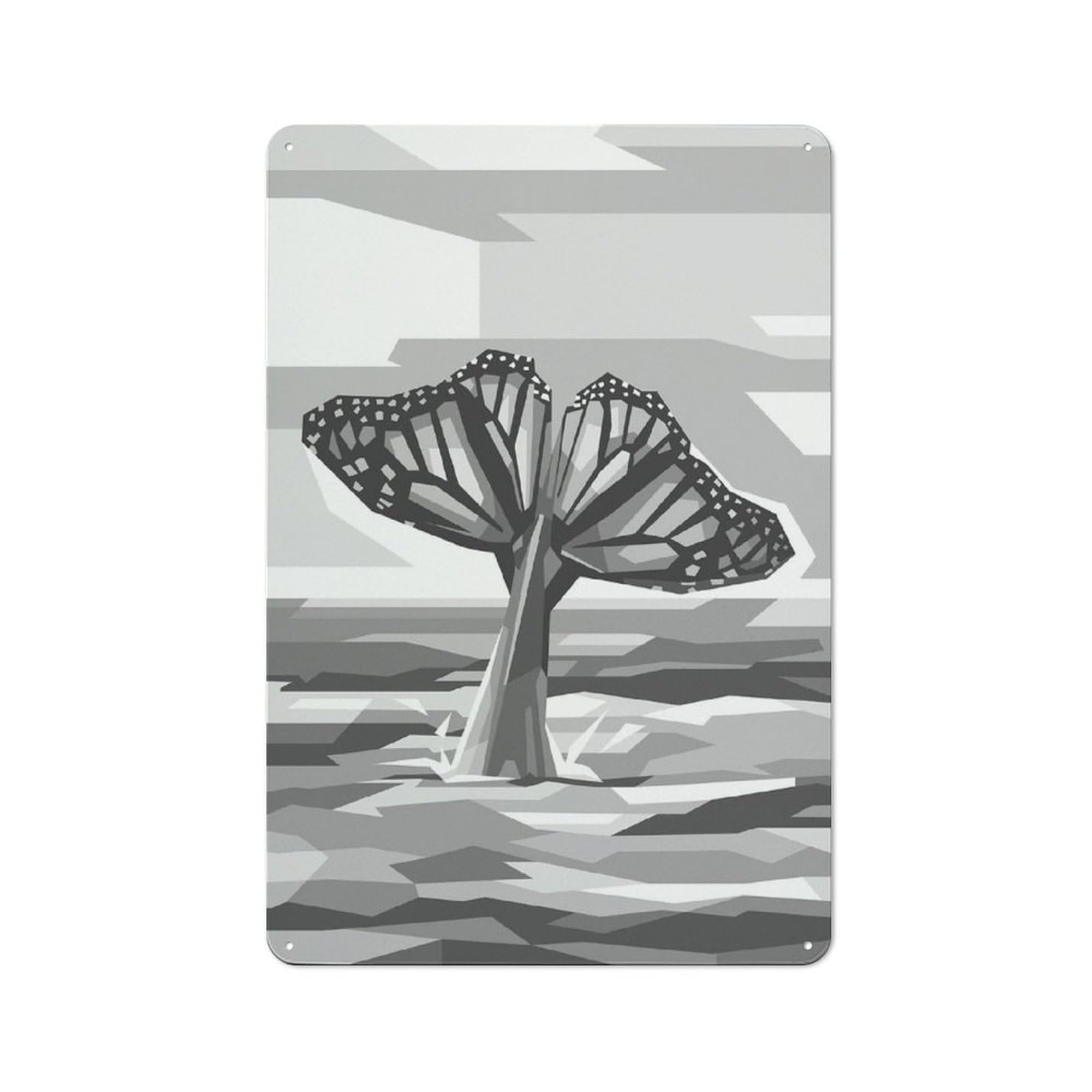 Gray Whale The Butterfly Vintage Metal Sign 30x20cm for Hobby Room Or Studio, Housewarming Present for People Styling Hobby Room And Studio