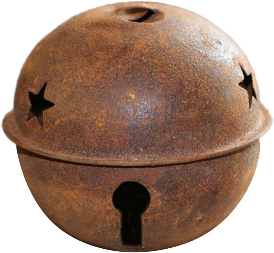 HEALLILY 12pcs Rusty Jingle Bells Star Cutout Christmas Mental Jingle Bells Craft DIY Bells for Wreath Holiday Home Christmas Decoration (40mm)