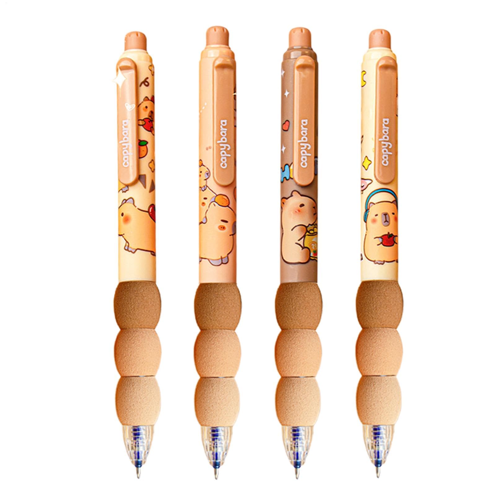 Cancelleria Estetica Capibara | Set Di Penne Gel Capibara Da 4 Confezioni | Penne Adorabili Ad Asciugatura Rapida Con Punta Fine Da 0,5 Mm | Penne Retrattili Cancellabili Con Scrittura Fluidas