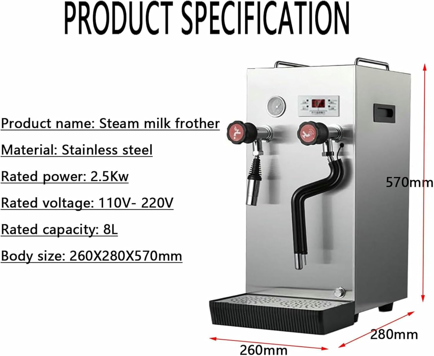 Fully-Automatic Electric Coffee Foam Maker Commercial Steam Milk Frother Stainless Steel Milk Steamer for Cold Drink Shop Fountain Hotel