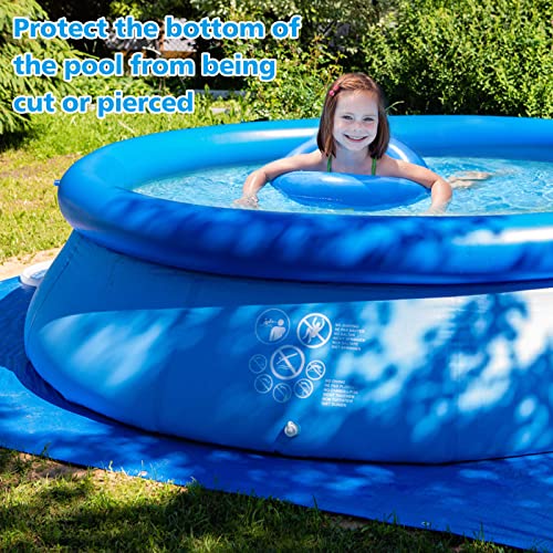 Heavy-duty Pool Ground Cloth - 16.4 x 16.4 Ft Waterproof PE Pool Mat, Pool Liner Pad Tarp for 8ft to 15ft Frame above Ground Pools Inflatable Top Ring Swimming Pools (Blue)