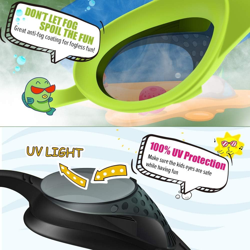 OutdoorMaster Kids Swim Goggles 2 Pack - Quick Adjustable Strap Swimming Goggles for Kids